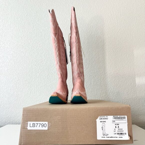 Lane LEXINGTON Over the Knee Womens Cowboy Boots 6.5 Pink Western Cowgirl Tall - Picture 15 of 16